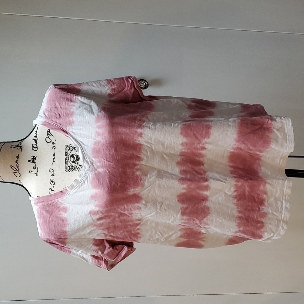 Old Navy|- Pink/ White Stripe Womens Short Sleeve Top Boho Hippie Sz.XL